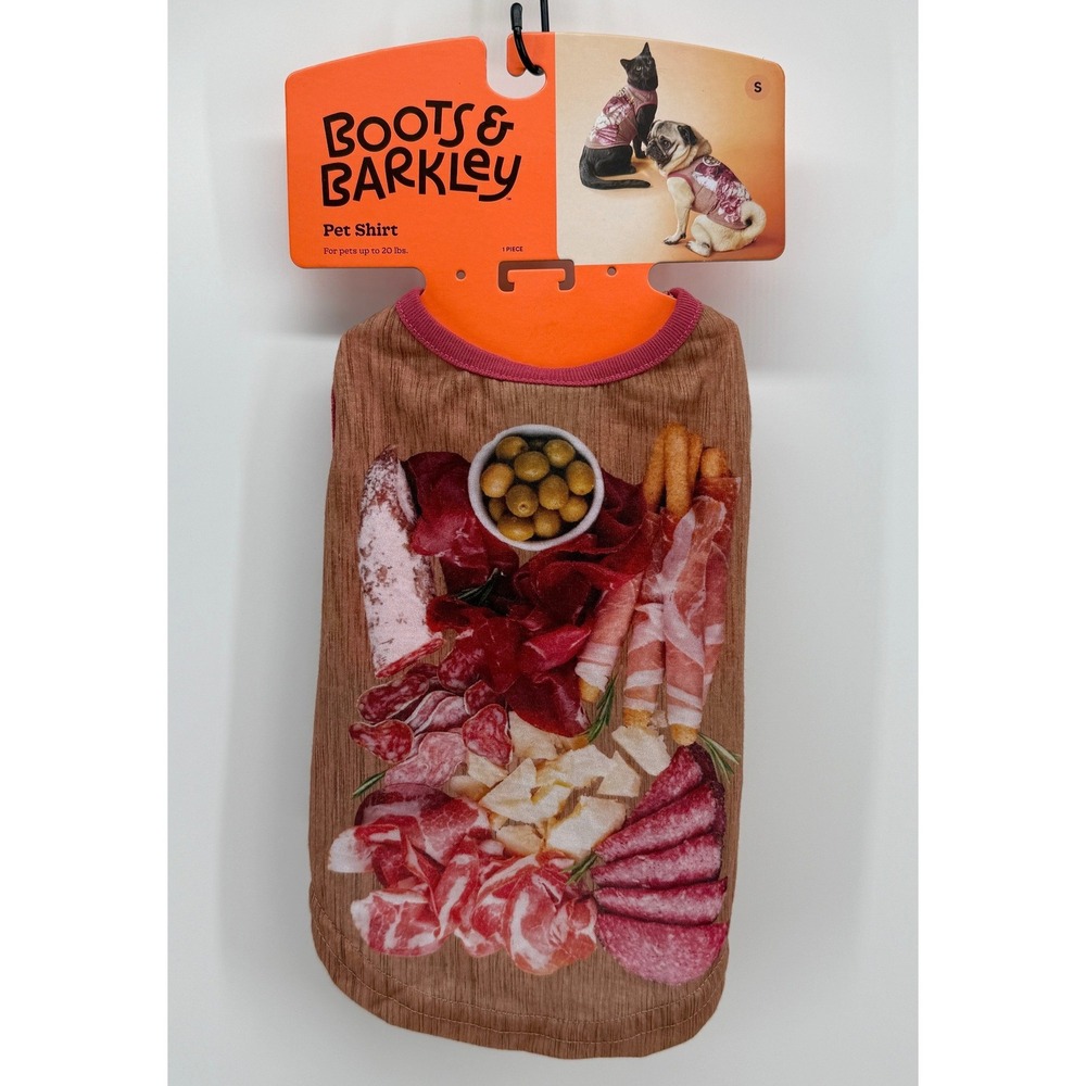 Boots & Barkley Charcuterie Board Pet Shirt Small Cat Dog Brown Pink Ribbed